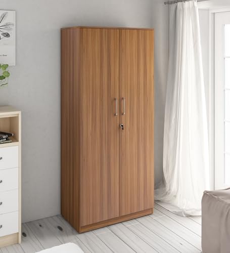 Image of Axel 2 Door Wardrobe | Engineered Wood | Exotic Teak Finish | Matte | Knock Down | Bedroom Storage with 3 Shelves | Water & Scratch Resistant | 3-Year Warranty