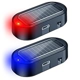 ELECTOP 2PCS Solar Power Dummy Car Alarm Light Anti-Theft Flashing LED Automotive Security Warning Light with USB Charging Port, Easy Install Fake Car Alarm System for Vehicle Safety, Red & Blue Light