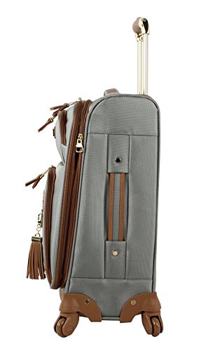 Steve Madden Designer 20 Inch Carry On Luggage Collection - Lightweight Softside Expandable Suitcase For Men & Women - Durable Bag With 4-Rolling Spinner Wheels (Harlo Gray) #TOP2