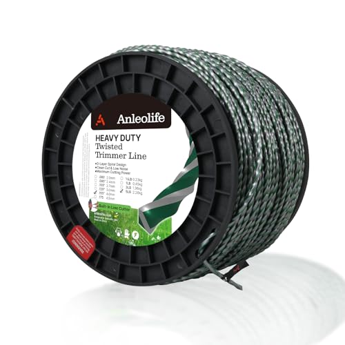 A ANLEOLIFE 5-Pound Heavy Duty Twisted .155-inch-by-759-ft Dual Core String Spiral Trimmer Line Donut,with Built-in Line Cutter
