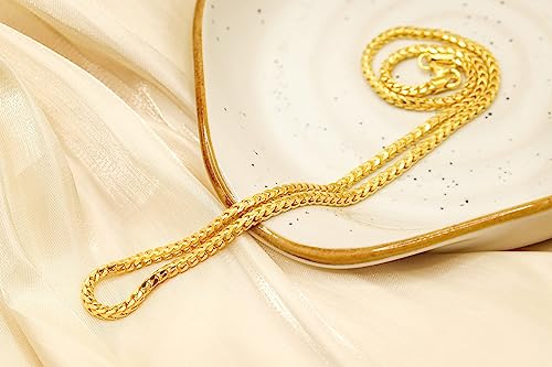 PORI JEWELERS Sterling Silver Italian 2.5mm Solid Franco Square Box Link Chain Necklace - (Yellow, 28) by PORI JEWELERS - Image 6