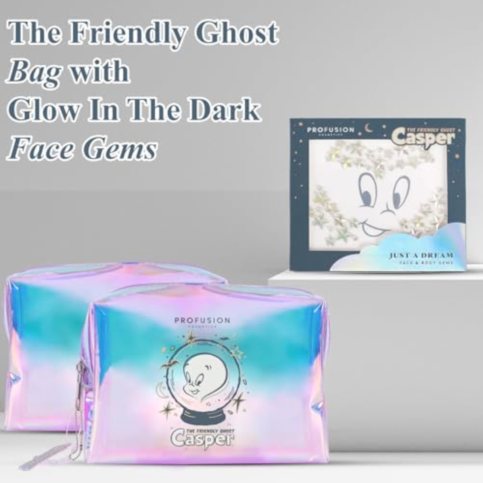 Casper The Friendly Ghost Bag & Glow In The Dark Face Gems