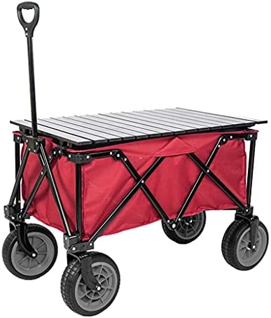 Outdoor Folding Utility Wagon Heavy Duty Folding Wagon Cart, Utility Garden Trolley, Portable Rolling Shopping Trolley, for Beach Outdoor Picnic, Load-Bearing 120KG / 265lbs