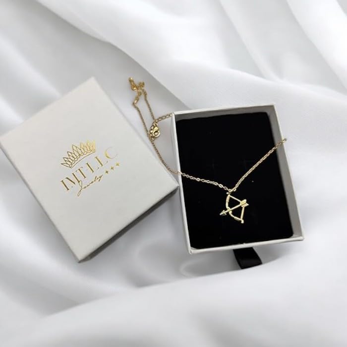 Bow and Arrow Necklace For Women Men Stainless Steel Archery Chain Necklace Wedding Jewelry (Gold)2