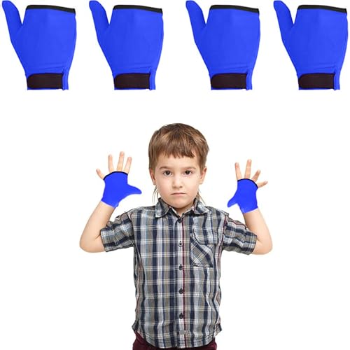 Image of 4pcs Thumb Sucking Guard Gloves Kids Anti Thumb Sucking Glove Chewy Compression Thumb Sucking Stop Nail Biting Finger Biting Glove for Kids Thumb Guard for Ages 5-12