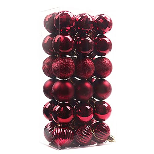 C-LARSS 36 piezas de bolas de árbol de Navidad, accesorios para fiestas de navidad Rojo Cover