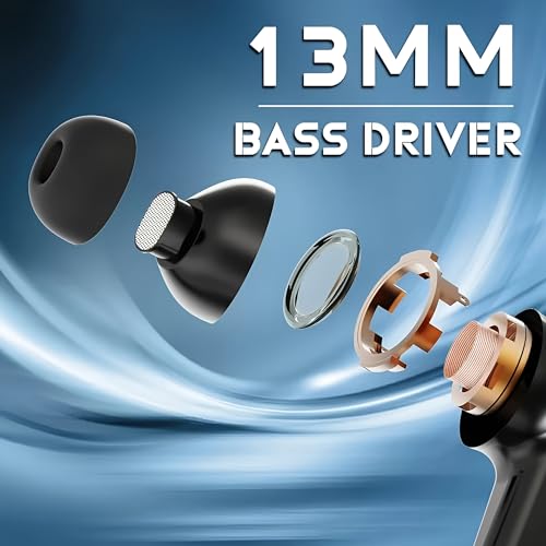 Image of AeYlight TWS in Ear Earbuds with Mic,Upto 25dB ANC 12.4mm Dynamic Titanium Drivers, Playback:Upto 60hr case, 4-Mic Design, IP55 Rating, Fast Charging Standby TIME-400HRS(Z Black)
