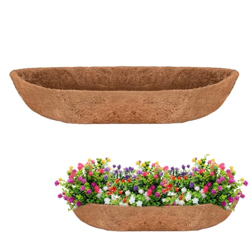 Fengaim Trough Revêtement de rechange en fibre de coco pour pots de fleurs suspendus - Revêtement carré en fibre de coco pour boîte de fenêtre (1 pièce,...