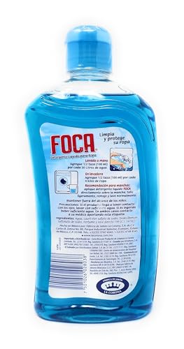 Foca Liquid Laundry Detergent 500 ml (16.9 fl oz) – Biodegradable Blue Liquid Soap for Clothes – Fresh Clean Scent, Gentle & Effective on Fabrics – Made in Mexico by La Corona - Image 3