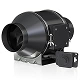 Toolazy 4 Inch Inline Duct Fan 214 CFM, Vent Booster Exhaust Fan with 0-100% Variable Speed Controller, EC Motor 27 dBA Quiet Ventilation Fan for Grow Tent, HVAC, Basement, Bathroom, Crawl Space