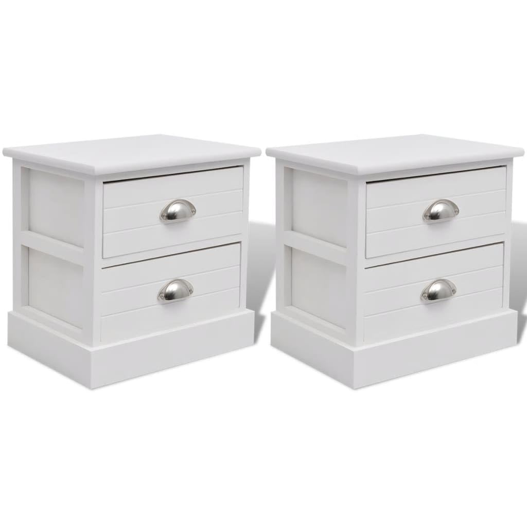Table de nuit pour chambre et salon lot de 2 tiroirs blancs