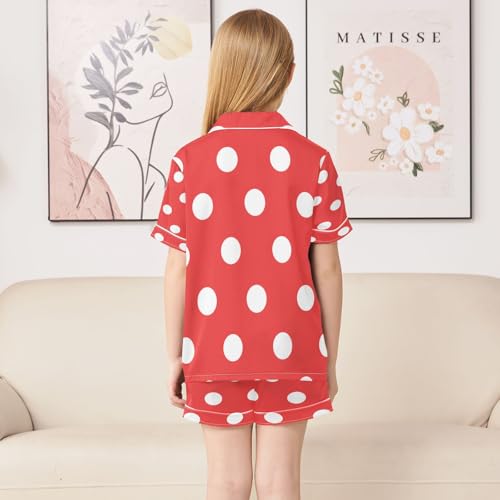 ALAZA Hipster Polka Dot Satin Pajamas Set Short Sleeve Button Down Sleepwear Summer Pjs 2 Piece4