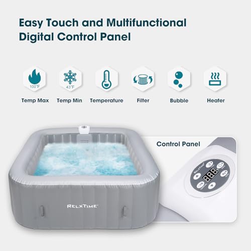 image for RELXTIME Blow Up Hot Tub 4-6 Person, Inflatable Spa Square Portable Ou