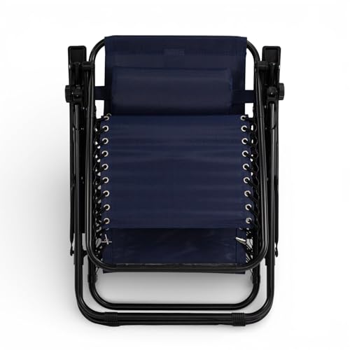 Pincho Tumbona Jardin Exterior Plegable de Gravedad Cero - Pack 2 Sillas Reclinables o Hamacas para Playa, Terraza y Camping con Portavasos, Ligeras y Cómodas (Marino) - imagen 8