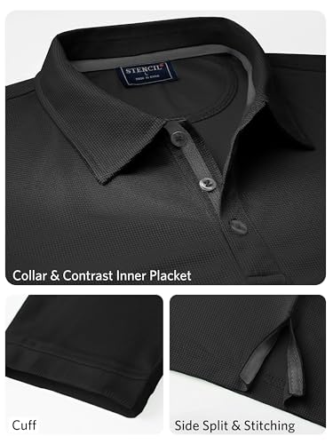 Image of FlowTech Men's Performance Polo Shirt DryMax Quick‑Dry Pinhead Texture Breathable Moisture‑Wick Odor‑Free