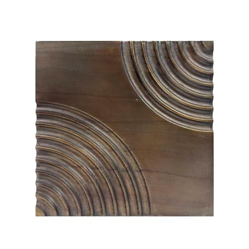 Musanpou Wood Textured 3D Wall Art - Modern Minimalist Carved Wood Wall Decor, Rustic Geometric Wave Relief Sculpture for Living Room, Bedroom, Office, Neutral Boho Home Decor11.8x11.8 inch (brown)