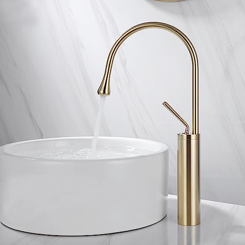 Robinet de bassin cuivre mitigeur eau chaude froide cascade
