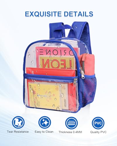 Image of Clear Backpack for Stadium Events, 12x12x6 Small Clear Plastic bag with Reinforced Straps for Game Security Festival Concert