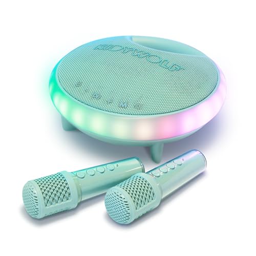 KIDYWOLF KIDYKARAOKE – Enceinte Karaoké Enfant Portable avec 2 Micros sans Fil et Effets Lumineux – Haut-Parleur Bluetooth 40W Ludique et Festif pour Soirées en...