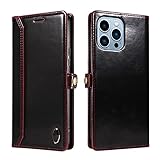 iPhone 14/14 Pro/14 Plus/14 Pro Max用フリップケース、レトロレザーケース、ウォレットスタイル、磁気カードフォリオカバー耐衝撃電話ケース,レッド,14 6.1''