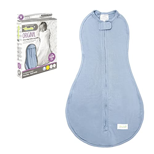 Image of Woombie Eucalyptus Leaf Tencel Sweaddling Blanket - Ultra Soft, Soothing Eucalyptus Fiber Baby Swaddle - Wearable Baby Blanket - Celestial Blue, 5-13lbs