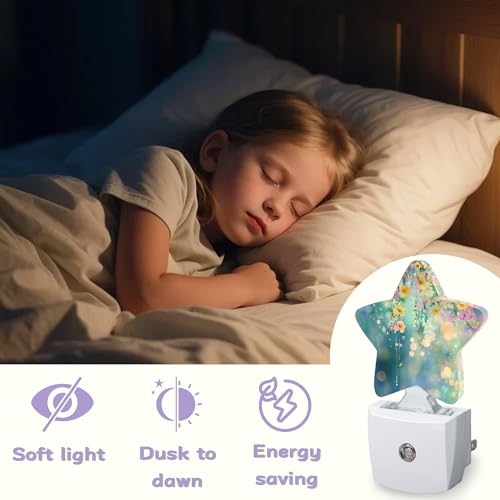 Image of Night Light,Abstract Flowers Night Lights Plug into Wall Spring Floral Decorations for Bedroom Bathroom,Dusk to Dawn Sensor Kitchen Hallway Stairs Energy Efficient Desk Lamp