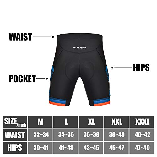 image for DEALYORK Men's Cycling Shorts Padded with Pockets, Bicycle Riding Bike