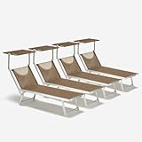 4 Lettini Spiaggia Mare Prendisole in Alluminio Santorini Limited Edition - Moka - Marrone Santorini