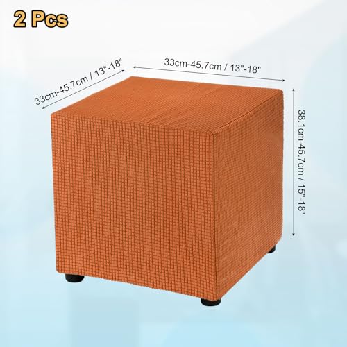 Housses de repose-pieds polyester extensible orange 45,7 cm pour pouf carré