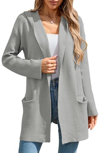 Image of Cakulo Womens Long Hooded Cardigan Sweaters Oversized Fall Cardigans 2025 Open Front Knit Sweater Coats Pockets