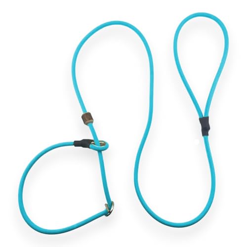 Romney’s Slip Leash Biothane Neon Pro – Hand‑Made in Germany Waterproof Adjustable Slip Lead with Pull‑Stop, Ultra‑Durable Neon Training & Hunting Leash 4.2ft (Neon-Aqua)