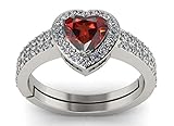 DENMOUS 4,25 Ratti 3,50 Karat natürlicher Hessonit-Edelstein Herzform Silberring für Damen und...