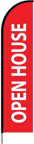 Letreros de puertas abiertas para bienes raíces – Bandera de plumas Swooper Banner Kit de poste de exhibición de publicidad de negocios al aire