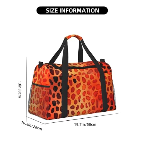 Orange Leopard Print Duffle Bag Foldable Travel Tote Bag Carry On Large Weekender Overnight Bags Waterproof Gym Bag For Women Men4