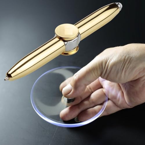 Image of Krifa Fidget Spinning Ballpoint Pen - Anti-Stress Anxiety Relief Pen with LED Light for Adults, Students & Kids - Smooth Writing with Replaceable Refill - Multicolor, Pack of 1