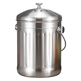 Smartbin 5 litros 5L Compostera Cubo de Basura Cocina de Acero Inoxidable Cubo Reciclaje Orgánico con Filtro de Carbón Compostera Domestica Cubo Jardín Compostador Debajo del Fregadero con Tapa Plata