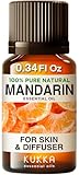 Kukka Mandarin Essential Oil for Diffuser Skin - 0.34 Fl Oz - 100% Pure Natural, Fresh & Citrusy Scent for Aromatherapy,Candle, Bath Bomb & Soap Making Scent DIY