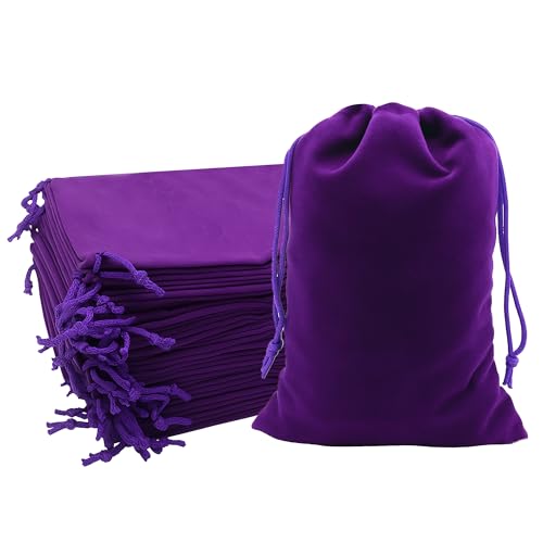 Mandala Crafts 9x12 Purple Velvet Drawstring Bags for Jewelry Gifts Favors