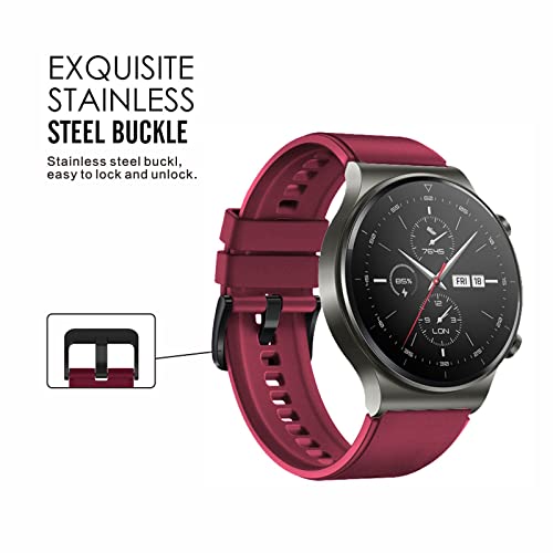 Paesteffe Silicone Band for Huawei Watch GT2 Pro (Red Wine)