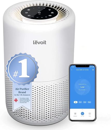 LEVOIT Smart HEPA Air Purifier for Bedroom Home 64m², Alexa & APP Control with Timer, Filter with Quiet Sleep Mode, Air Freshener, Remove Allergens for Dust Odour Pollen Smoke, Gift, Wifi, Core 200S
