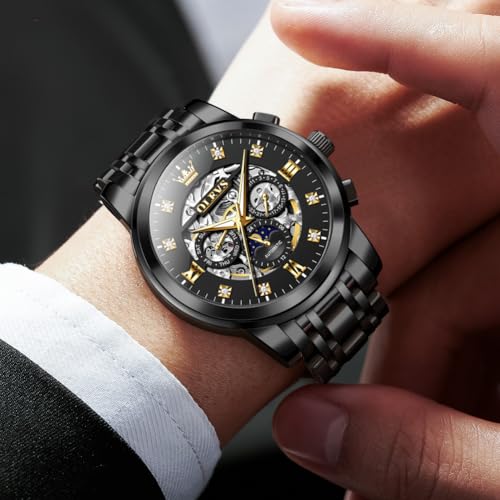 Image of OLEVS Mens Automatic Watches Skeleton Mechanical Self Winding Luxury Fashion Dress Wrist Watch Luminous Waterproof