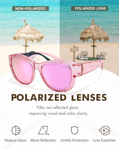 Image of Xfeel Polarized Over Glasses Sunglasses for Women Fitover Sun Glasses | Sunglasses that Fit Over Glasses, UV400 Protection, Outdoor Driving Shades, Over Reading /Prescription Glasses Sunglasses