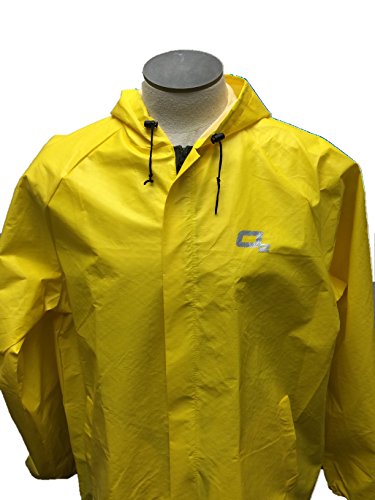 O2 Rainwear Men's Element Series Hooded Jacket, Yellow, Large