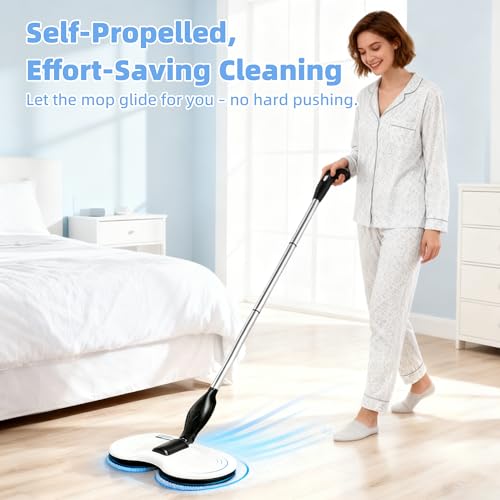 Electric Mop for Floor Cleaning, As Seen On TV, Cordless Spin Mopper Motorised Electric Mops for Hardwood Tile Laminate Floor Daily Light Cleaning (No Water Tank)