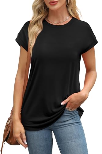 Image of Alaroo Womens Summer Tops Short Sleeve Shirts Crew Neck Cute Trendy Tunic Blouses (S-3XL)