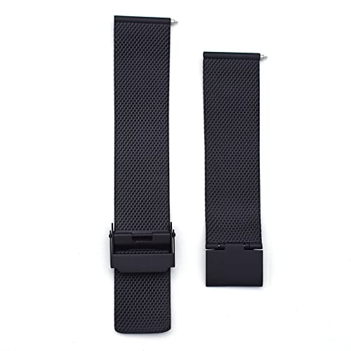 THEAGE Titanium Mesh Watch Band for Mens Women, Mesh Watch Straps (Black) (21mm, Black)