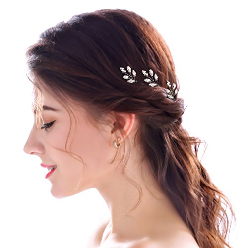 Unicra Bridal Hair Pins-Bridal Crystal Pearl Bead Hair Pins 3 Pieces (Silver)