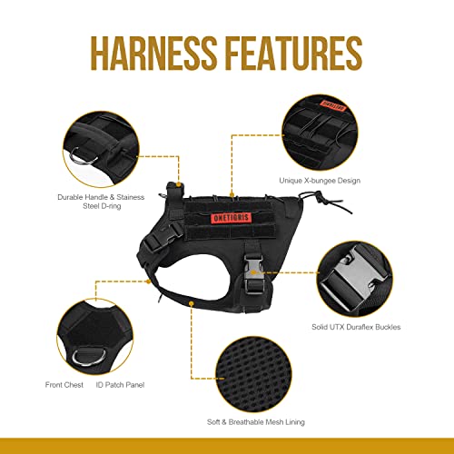 Onetigris Tactical Dog Harness Vest With Handle,Dog Harness For Large Dogs,No-Pull Service Dog Vest With Hook & Loop Panels,Adjustable Dog Vest Harness For Walking Hiking Training(Black,X-Large) #TOP3