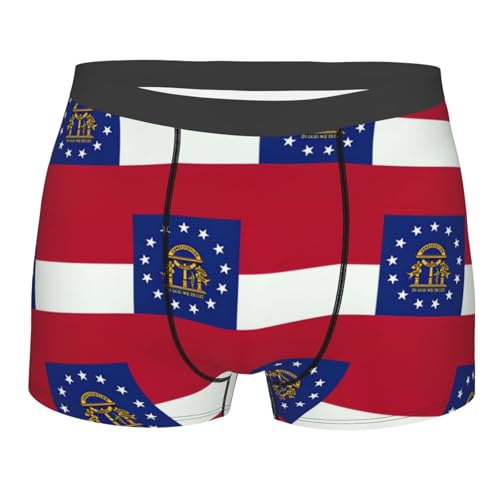 Georgia State Flag Print Men'S Boxer Briefs,Moisture Wicking Breathable Cotton Underwear Comfort Flex Waistband