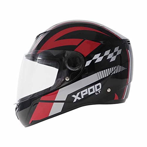 Image of TVS XPOD LT Helmet for Men-ISI Certified, EPS Impact Absorption, Plush Comfort Interiors-Premium Bike Helmet for Safety & Comfort (Black Red-L)